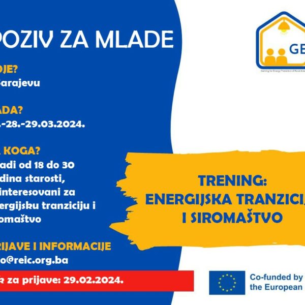 Prijavi se na trening: “Energijska tranzicija i siromaštvo” u okviru projekta GETA